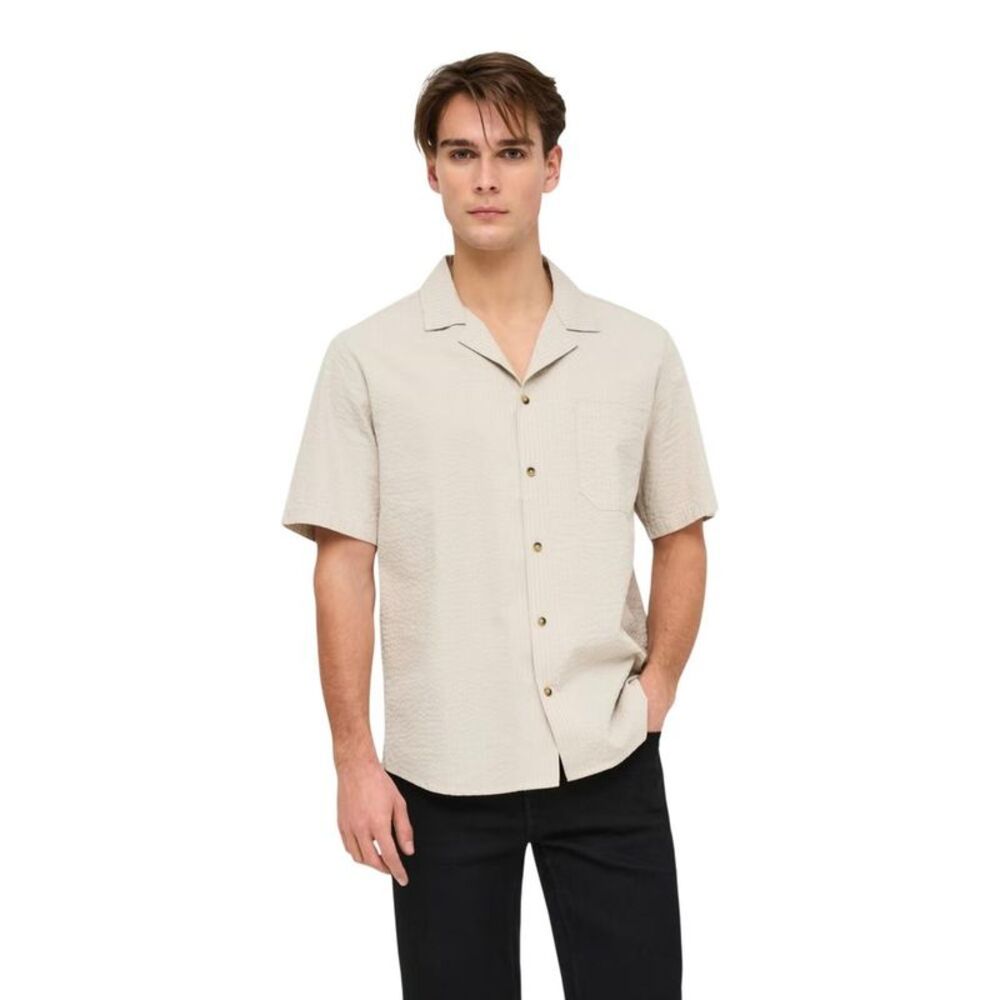 Only & Sons Beige Cotton Shortsleeve Men's Shirt